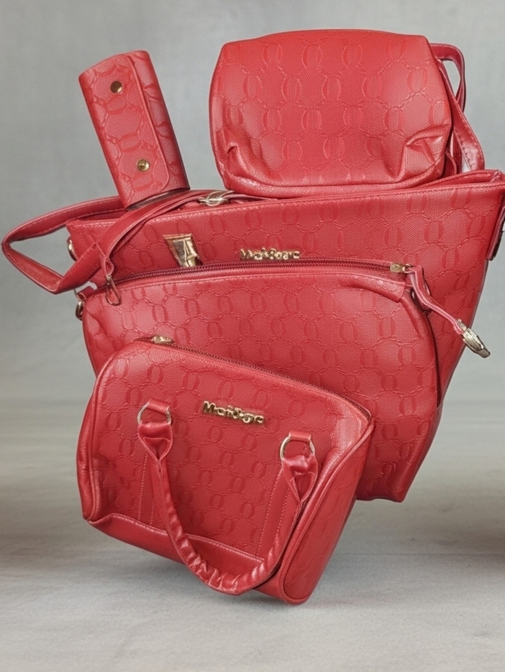Red Women's 5-Piece Handbag Set